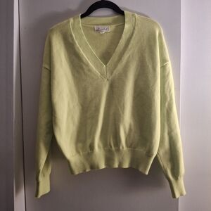 Marled Neon Yellow V-Neck Women's Sweater
